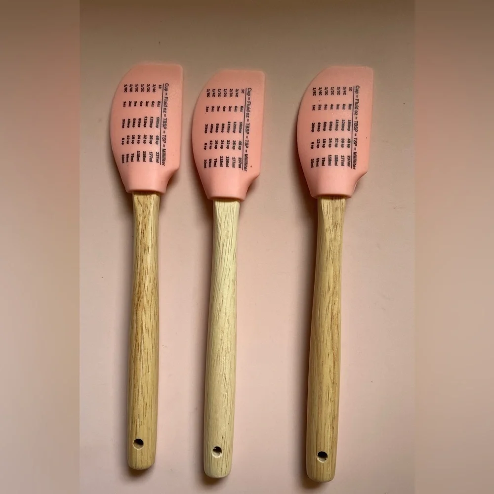 Pink Polka Dot MiniSilicone Spatula Set Of 3 With Measurement Conversion